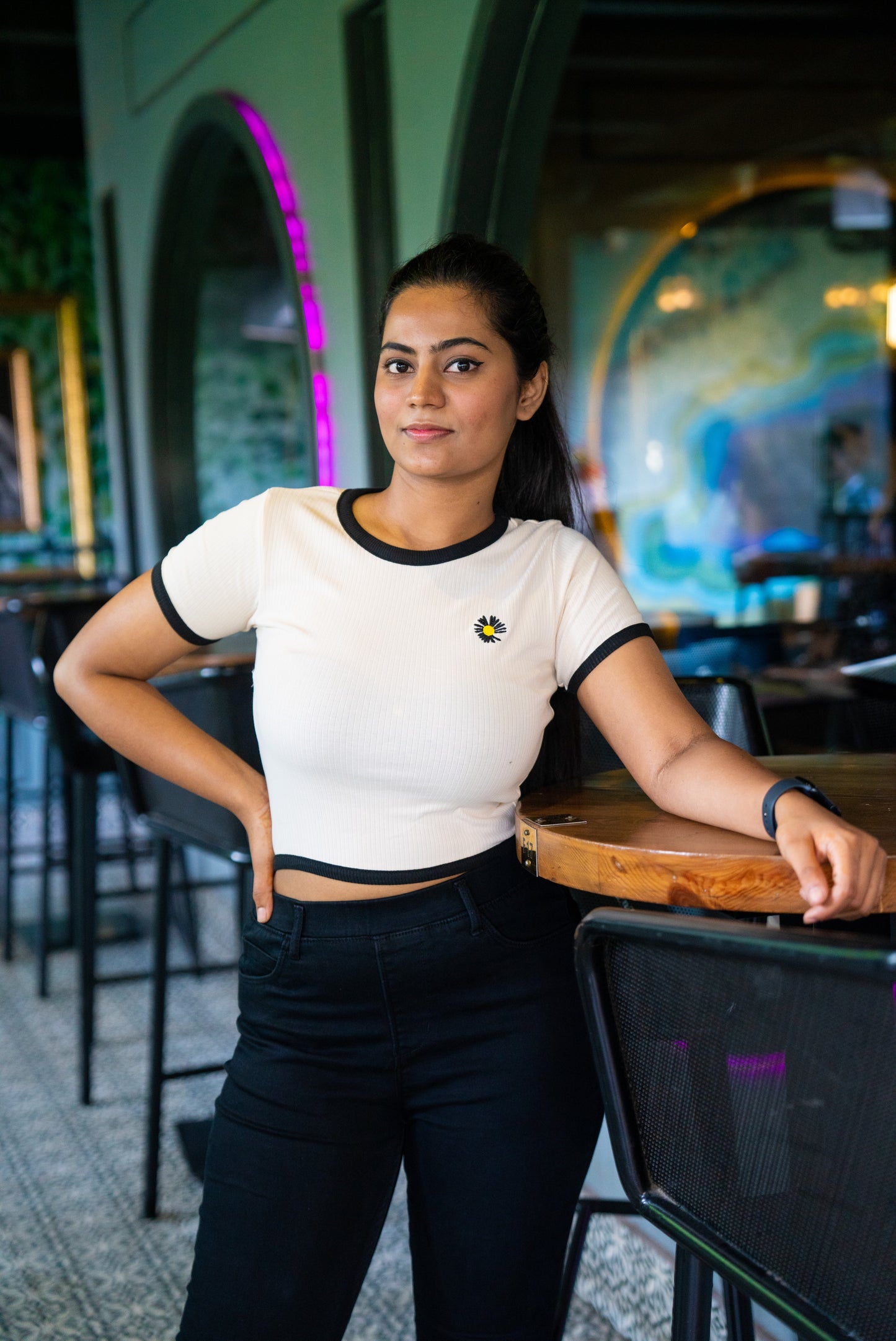 Daisy Embroidered Crop Top