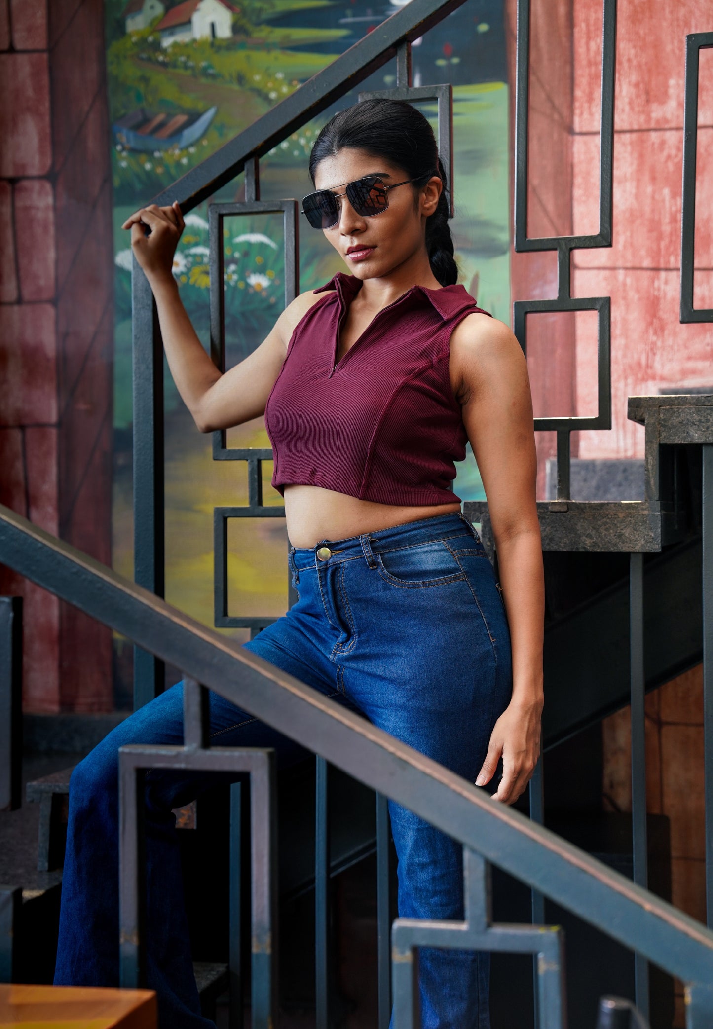 Polo Sleeveless Crop Top