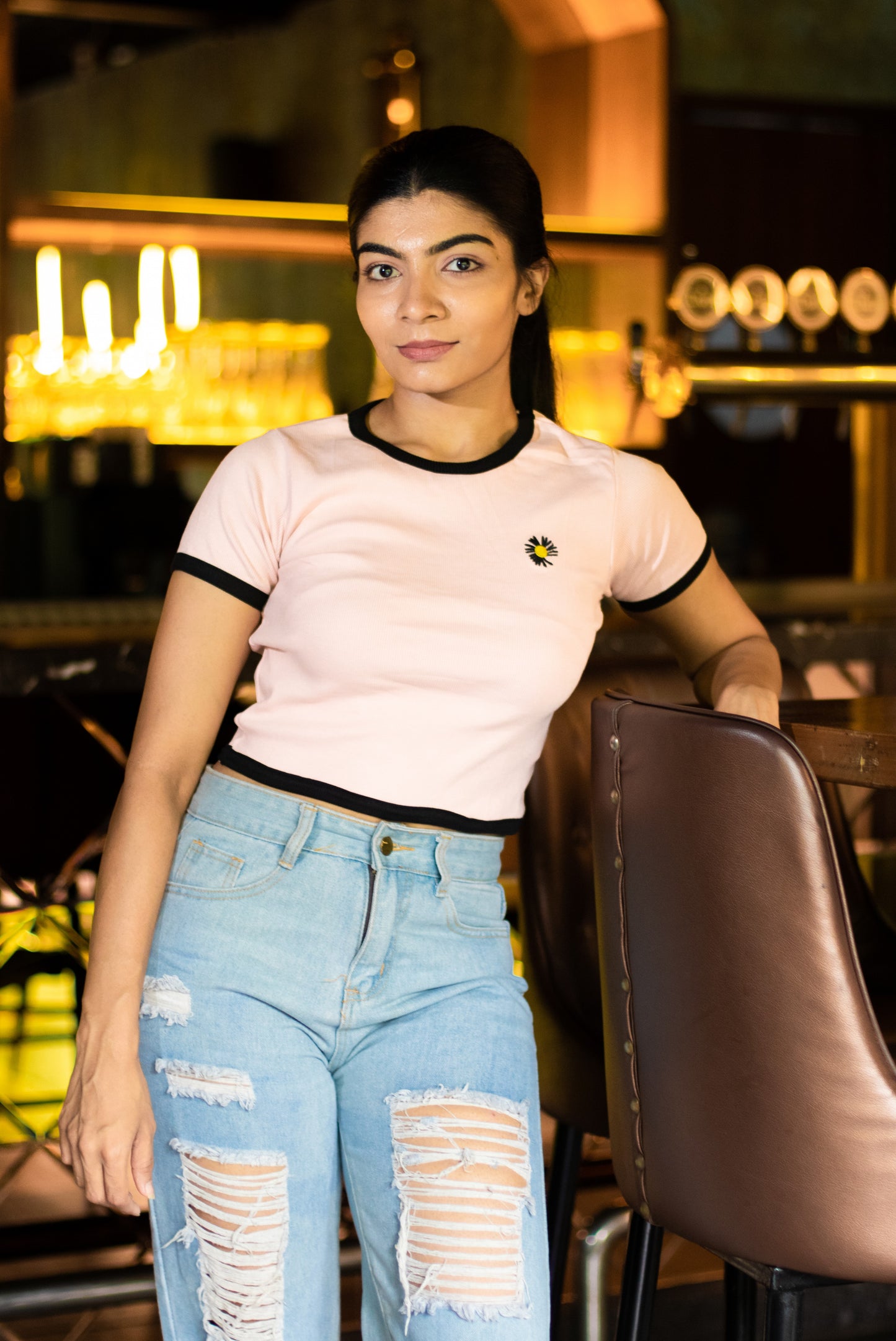 Daisy Embroidered Crop Top