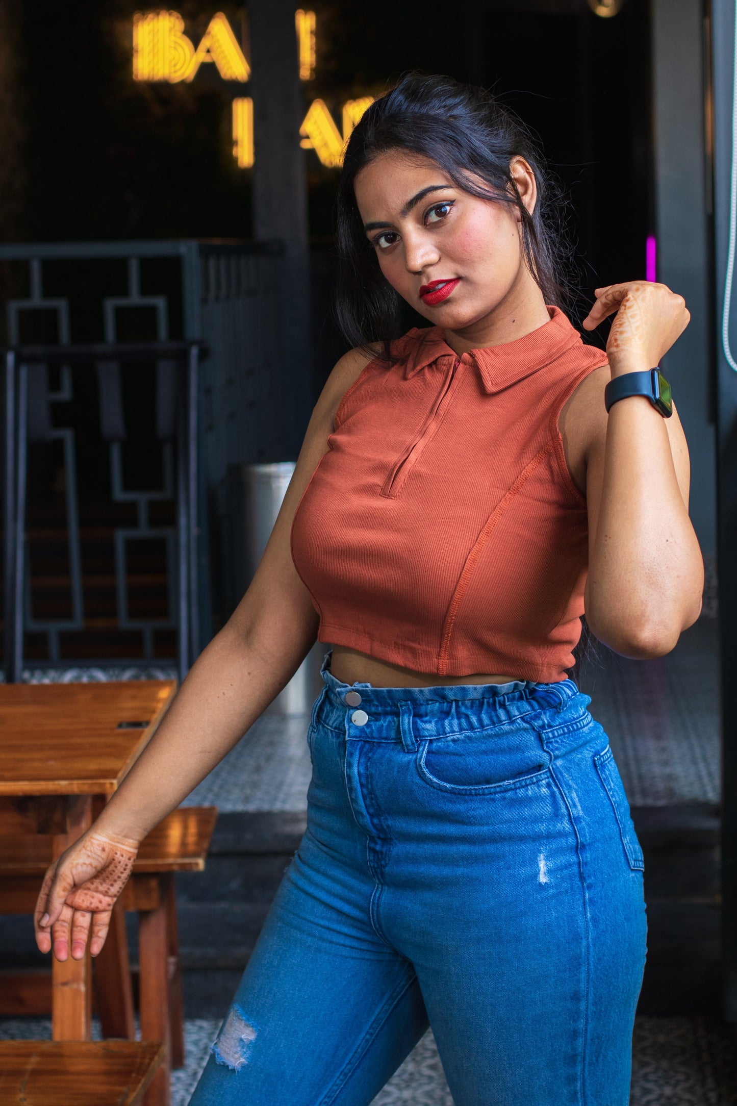 Polo Sleeveless Crop Top