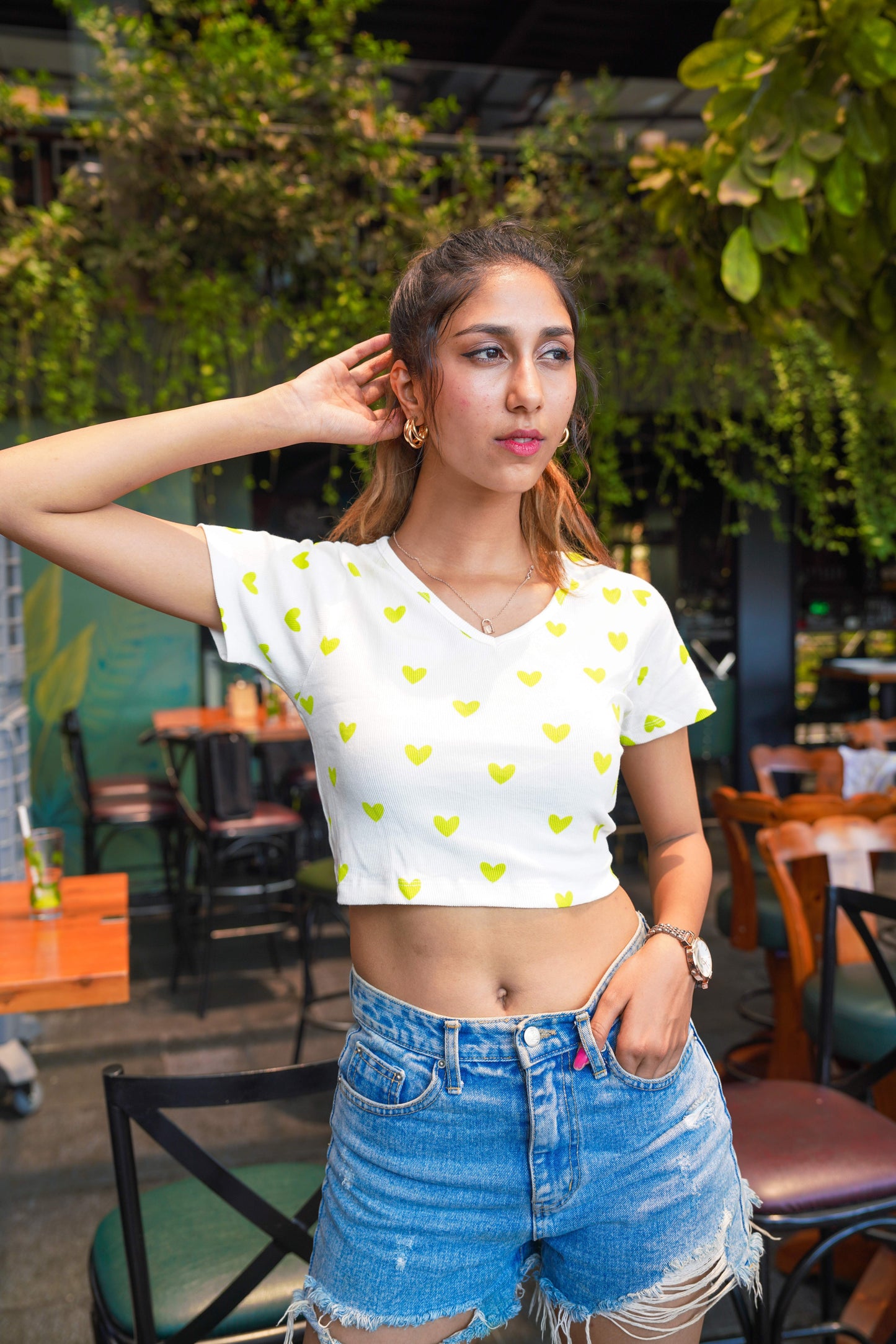 Heart Print Crop Top