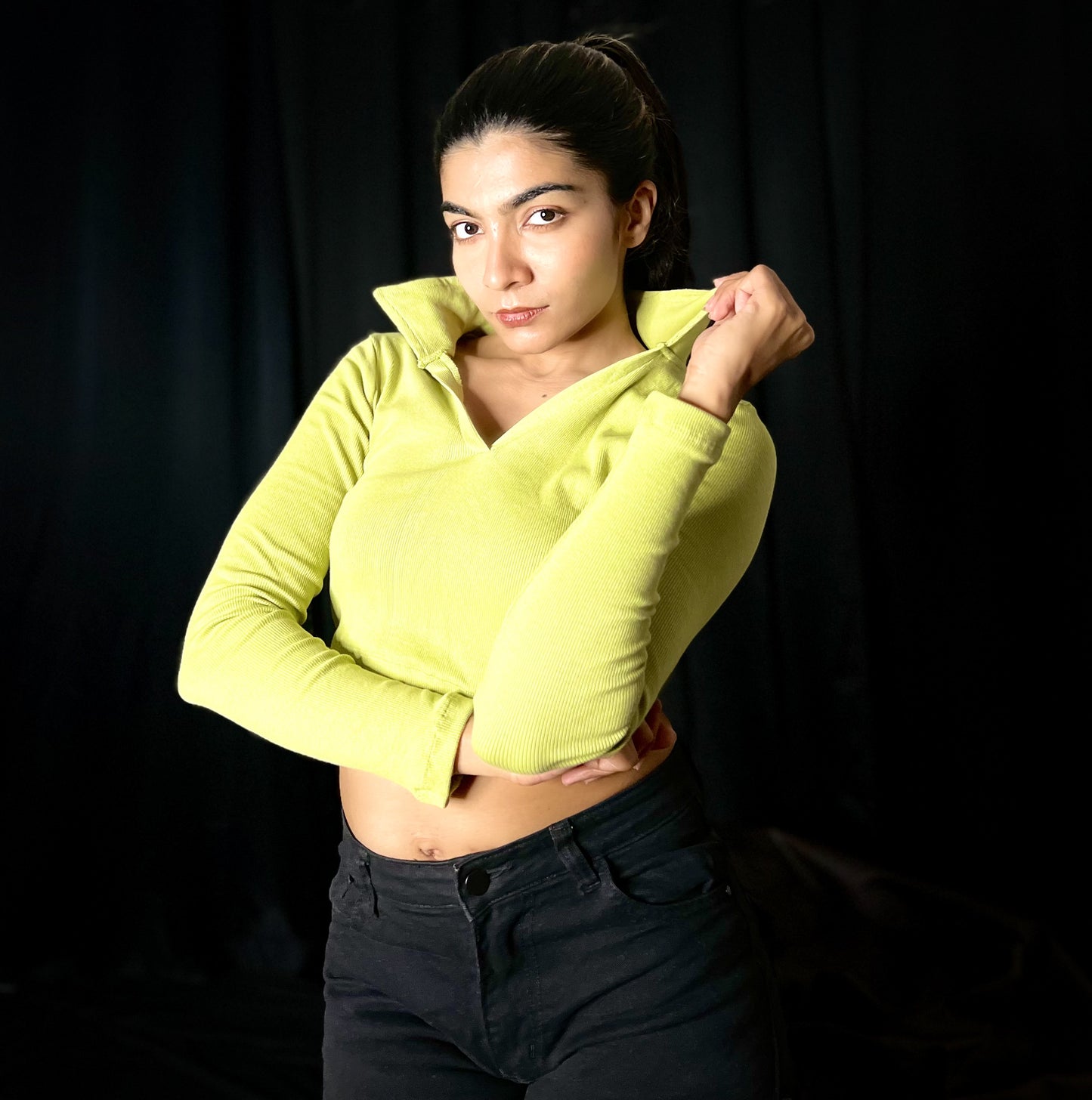 Basic v Collar Full Sleeve