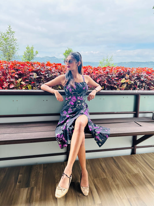 Bustier Front Slit Dress