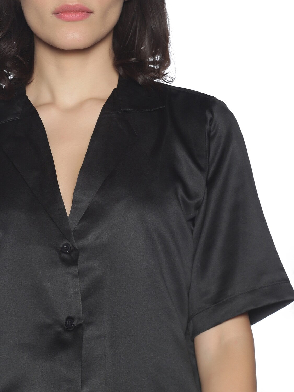Satin Secrets Black Shirt