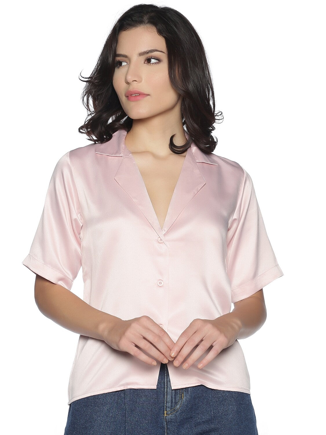 Satin Secrets Blush Pink Shirt