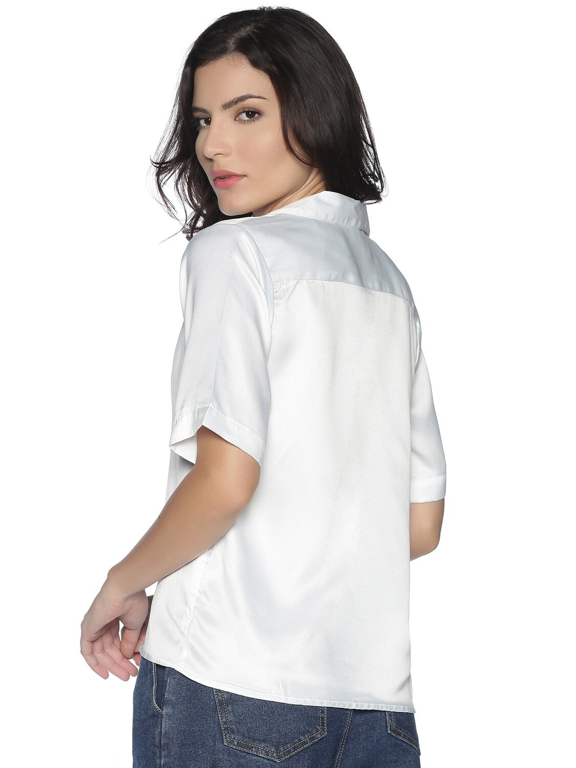 Satin Secrets White Shirt