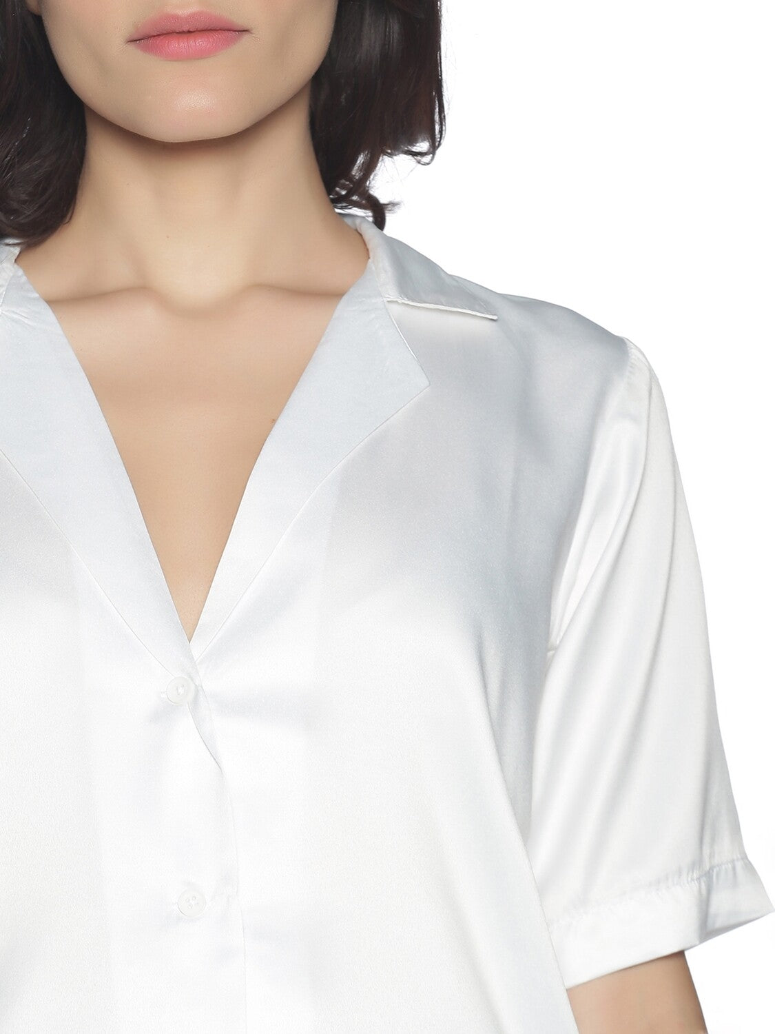 Satin Secrets White Shirt