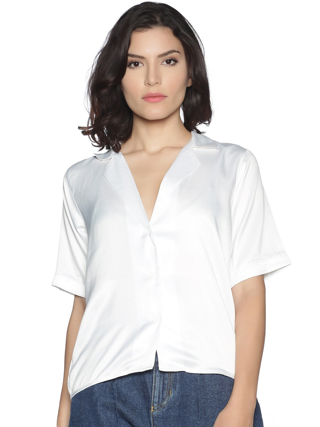 Satin Secrets White Shirt